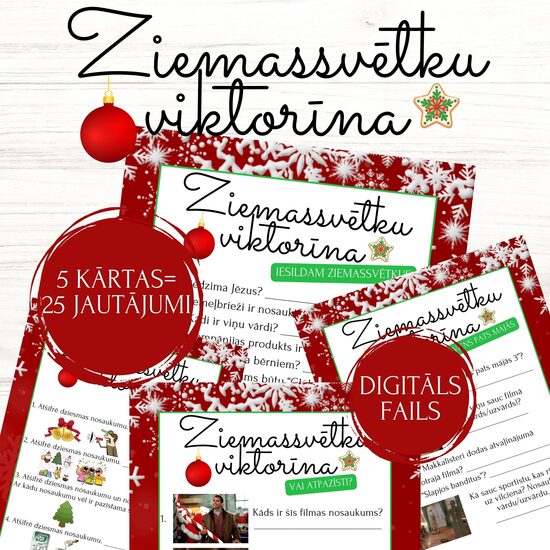Spēle "Mana pirmā Ziemassvētku viktorīna", digitāls PDF fails